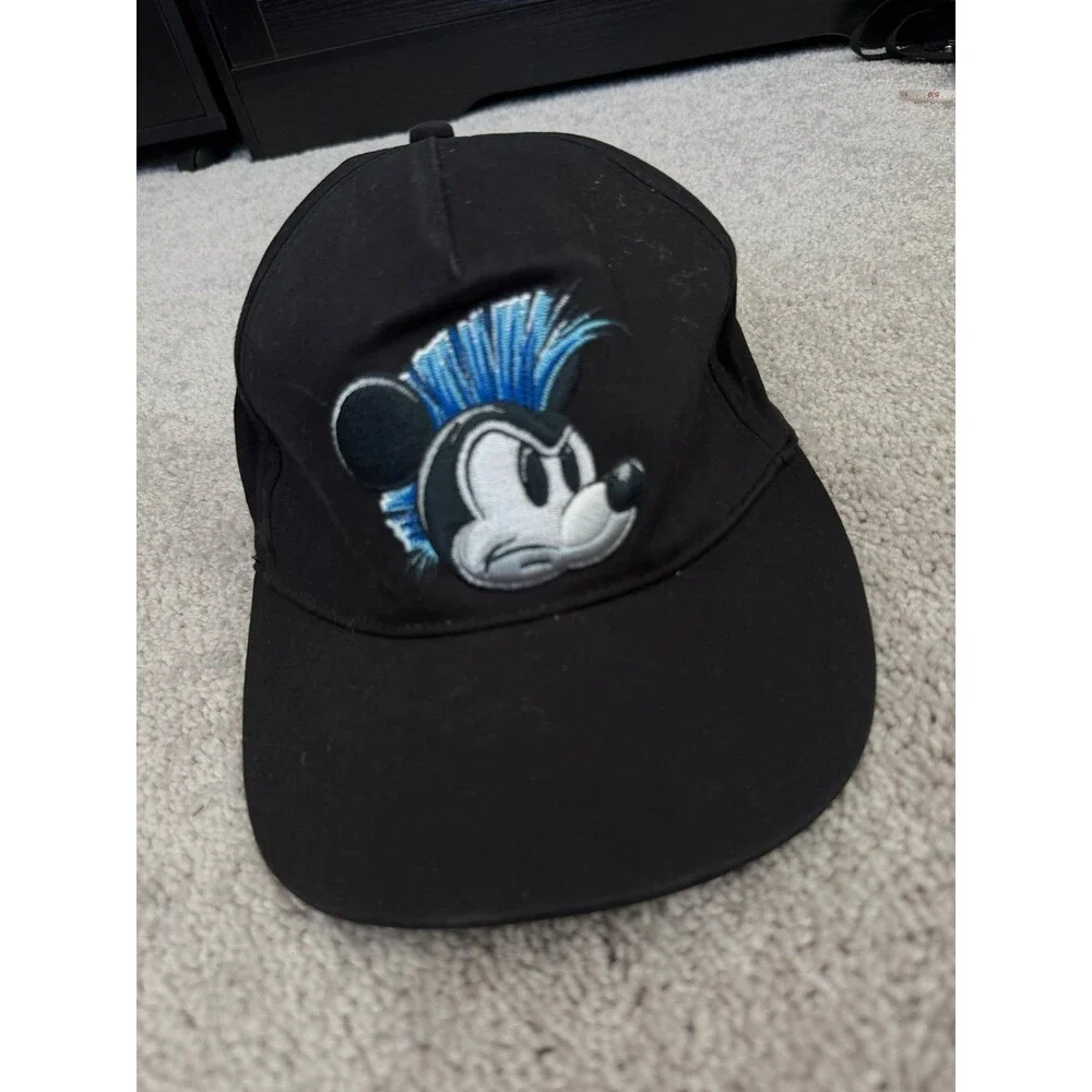 Disney Black & Blue Punk Mohawk Mickey Mouse Trucker Hat Baseball SnapBack Cap